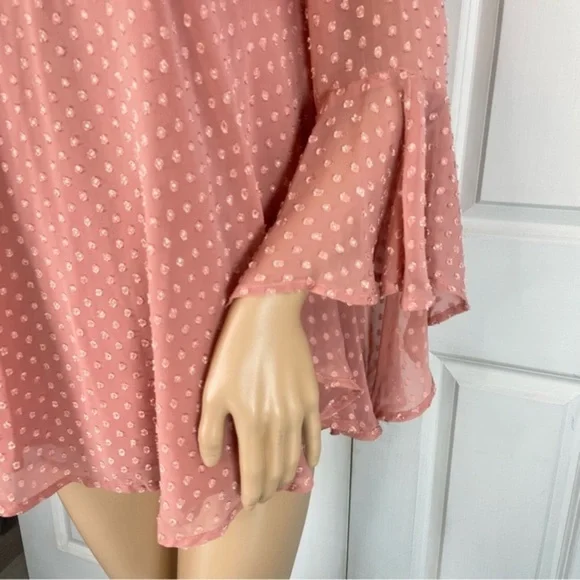 Band of Gypsies Floral Appliqué Bell Sleeve Sheer Blouse - Picture 9 of 17